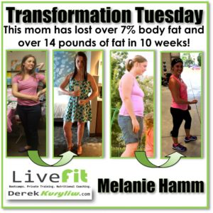 Melanie's original Transformation Tuesday. Scroll to the bottom to see her updated transformation pics!